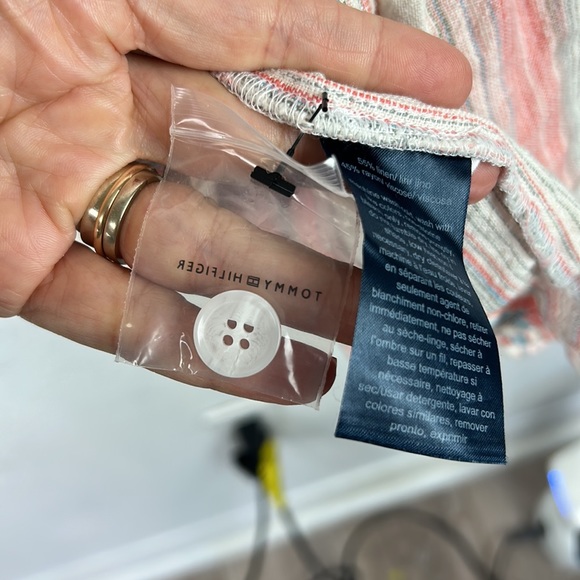 Nwot Tommy Hilfiger striped linen tiered button oversized dress XS - Picture 7 of 8